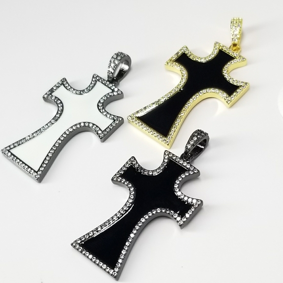 NWT Enamel Cross Pave CZ Pendant Charm NEW - Picture 5 of 8